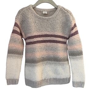 C Gap Kids Pink and Gray Knit Striped Long Sleeve Girls Sweater Size 4-5 Years